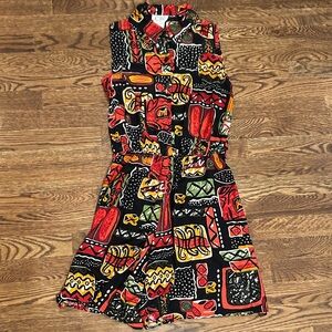 Vibrant 90s collared button up romper